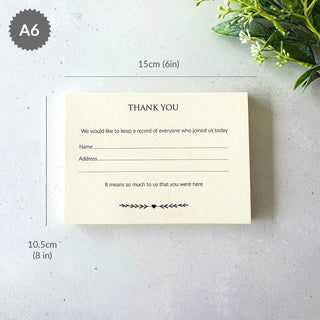 25 Ivory Funeral Attendance Cards