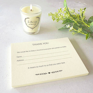 25 Ivory Funeral Attendance Cards