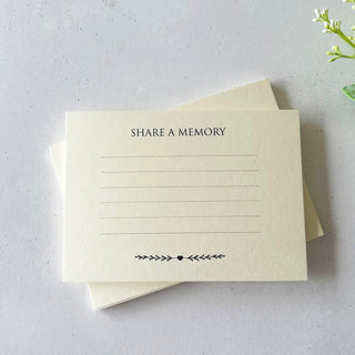 25 Ivory 'Share a Memory' Funeral Remembrance Cards