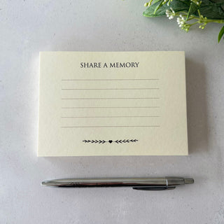 25 Ivory 'Share a Memory' Funeral Remembrance Cards