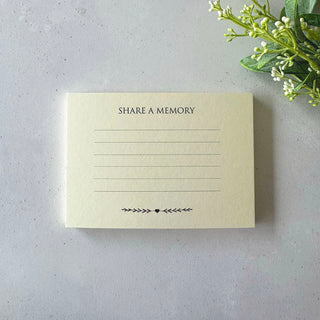25 Ivory 'Share a Memory' Funeral Remembrance Cards