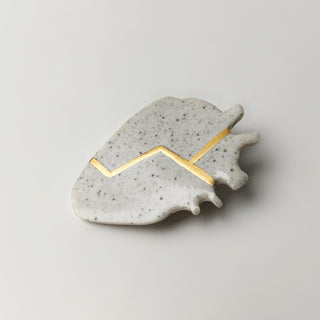 Handmade Porcelain Kintsugi Heart Brooch Sympathy Gift - Angel & Dove