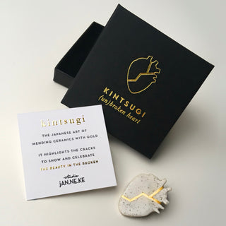 Handmade Porcelain Kintsugi Heart Brooch Sympathy Gift - Angel & Dove