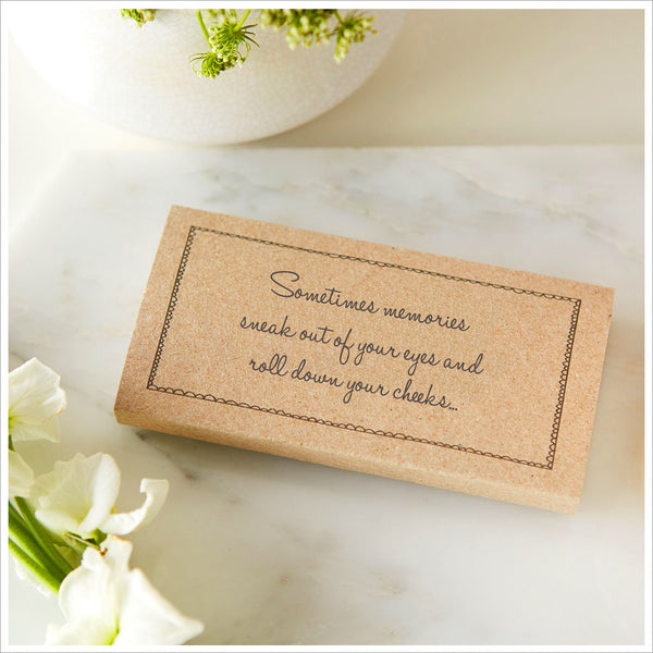 25 Kraft Funeral Tissue Wraps 'Sometimes Memories Sneak Out of Your Eyes' - Angel & Dove