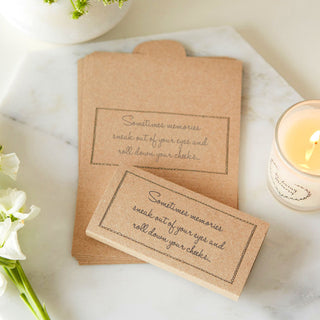 25 Kraft Funeral Tissue Wraps 'Sometimes Memories Sneak Out of Your Eyes' - Angel & Dove