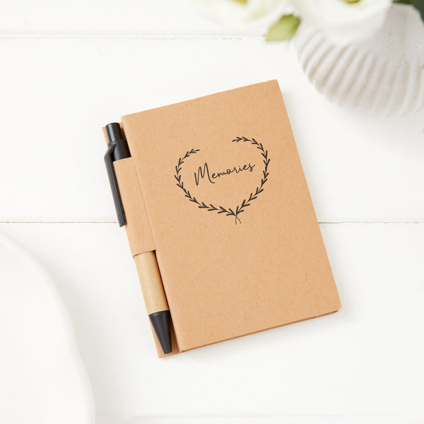 Pack of 5 Kraft 'Memories' Notebooks & Pens - Angel & Dove