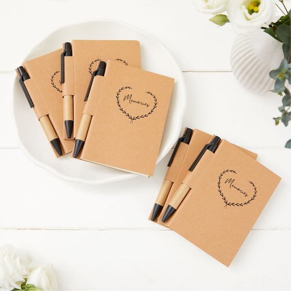 Pack of 5 Kraft 'Memories' Notebooks & Pens - Angel & Dove