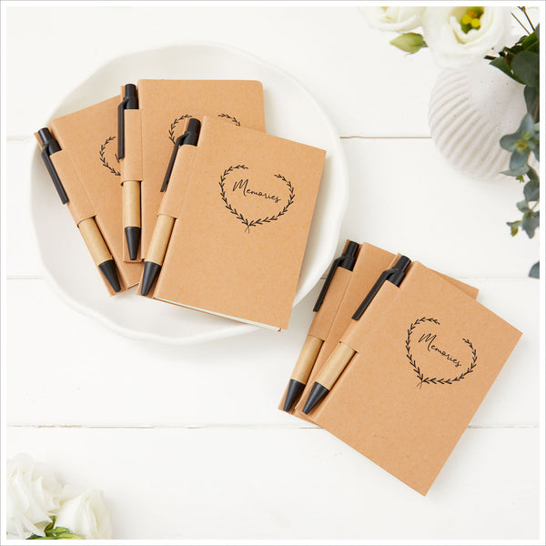 Pack of 5 Kraft 'Memories' Notebooks & Pens - Angel & Dove