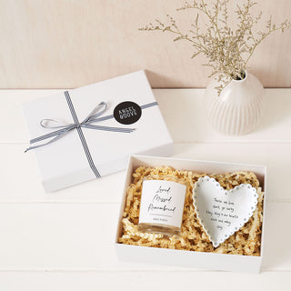 'Loved, Missed, Remembered' Votive Candle & Porcelain Dish Sympathy Gift - Angel & Dove