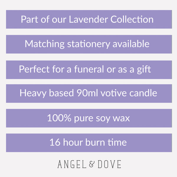 Lavender 'In Loving Memory' 90ml Votive Candle - Angel & Dove