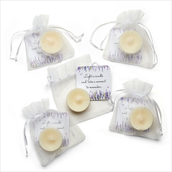 Tealight Funeral Favours - Lavender Design - Angel & Dove