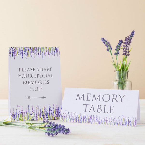 Lavender Funeral Memory Table Collection - Angel & Dove