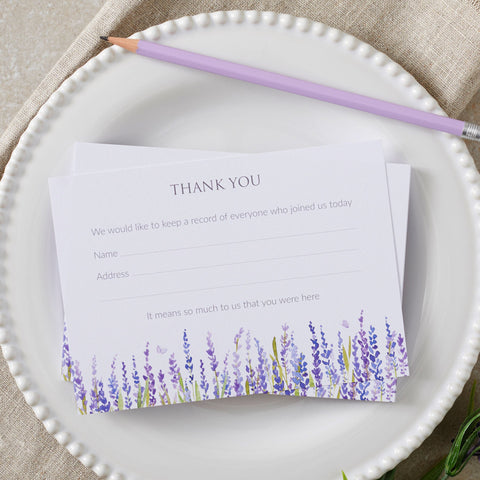 Lavender Funeral Attendance Cards