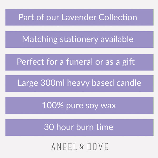 Lavender In Loving Memory 300ml Candle - Angel & Dove