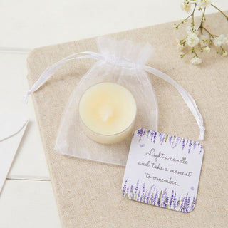 5-100 Tealight Funeral Favours - Lavender Design
