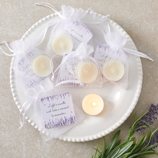 Tealight Funeral Favours - Lavender Design - Angel & Dove