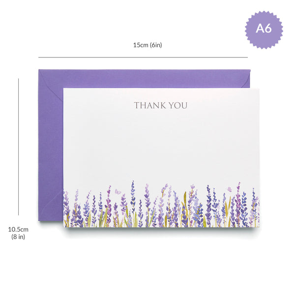 10 Lavender Thank You Cards & Envelopes