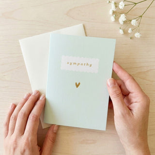 'Sympathy' Mint Green Card with Gold Heart