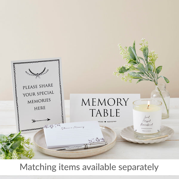 25 Monochrome Leaves Funeral Attendance Cards - Angel & Dove