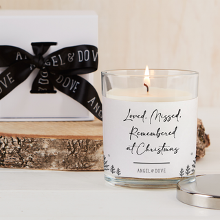 'Loved, Missed, Remembered at Christmas' Gift Boxed 300ml Candle with Silver Lid