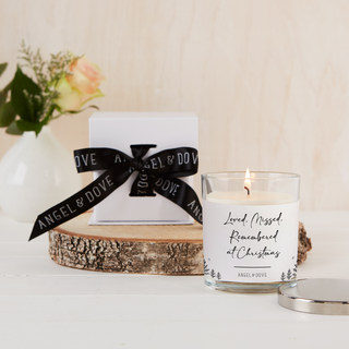 'Loved, Missed, Remembered at Christmas' Gift Boxed 300ml Candle with Silver Lid