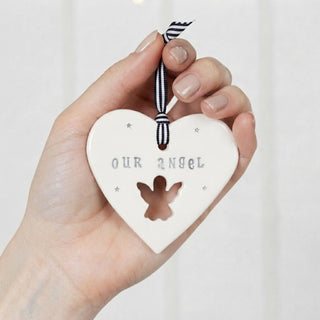 'Our Angel' Gift Boxed Handmade Ceramic Heart Decoration