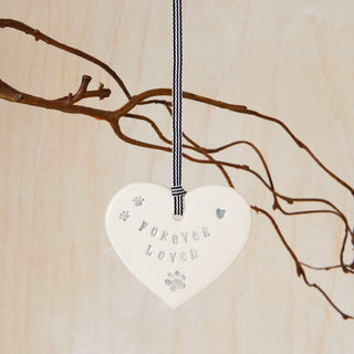Pawprint Handmade Ceramic Heart Pet Loss Sympathy Gift