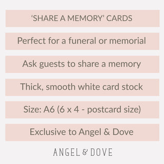 25 'Share a Memory' Pink Wildflower Funeral Remembrance Cards - Angel & Dove