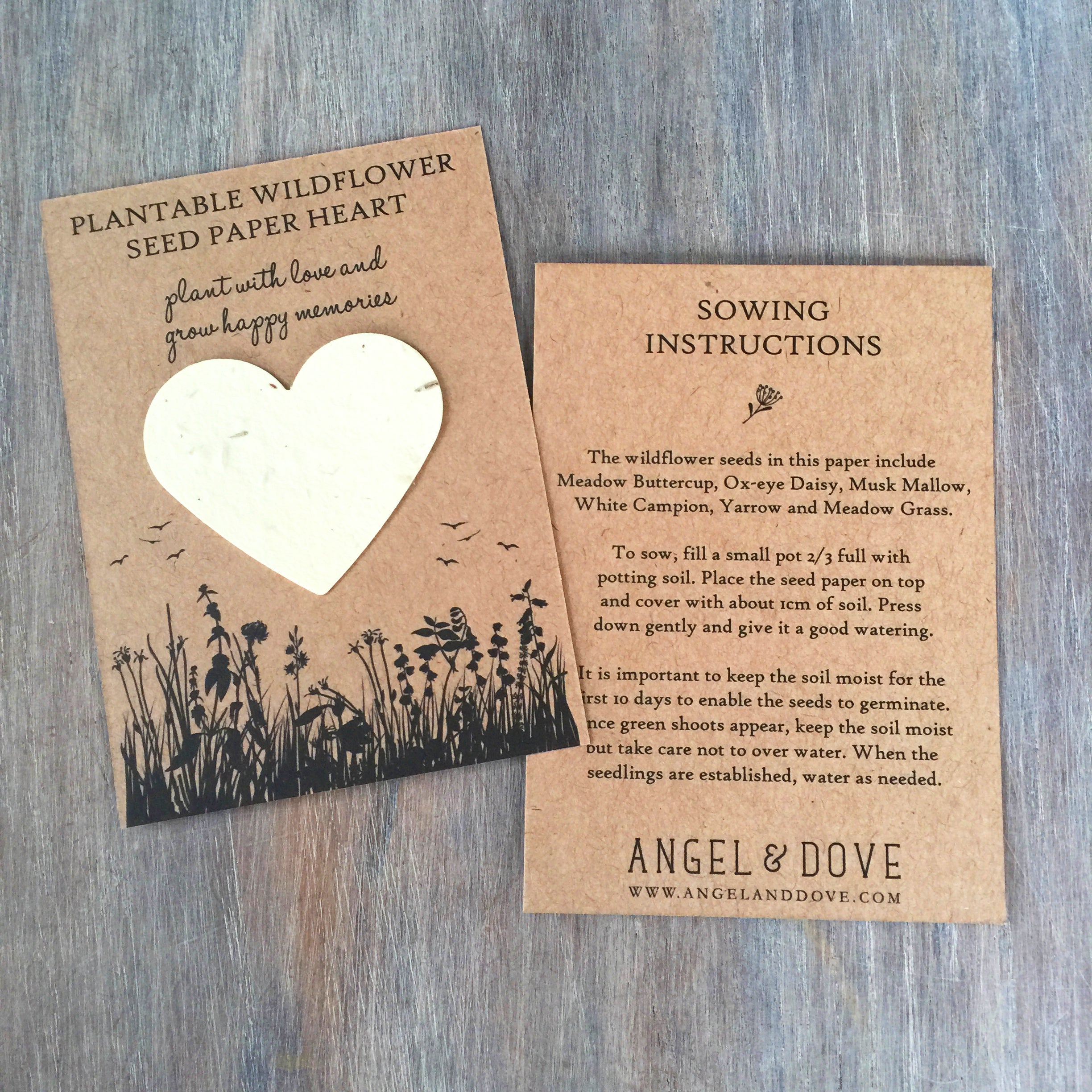 wildflower seed paper hearts 10 Plantable Wildflower Seed Paper Heart Funeral Favours – Angel & Dove