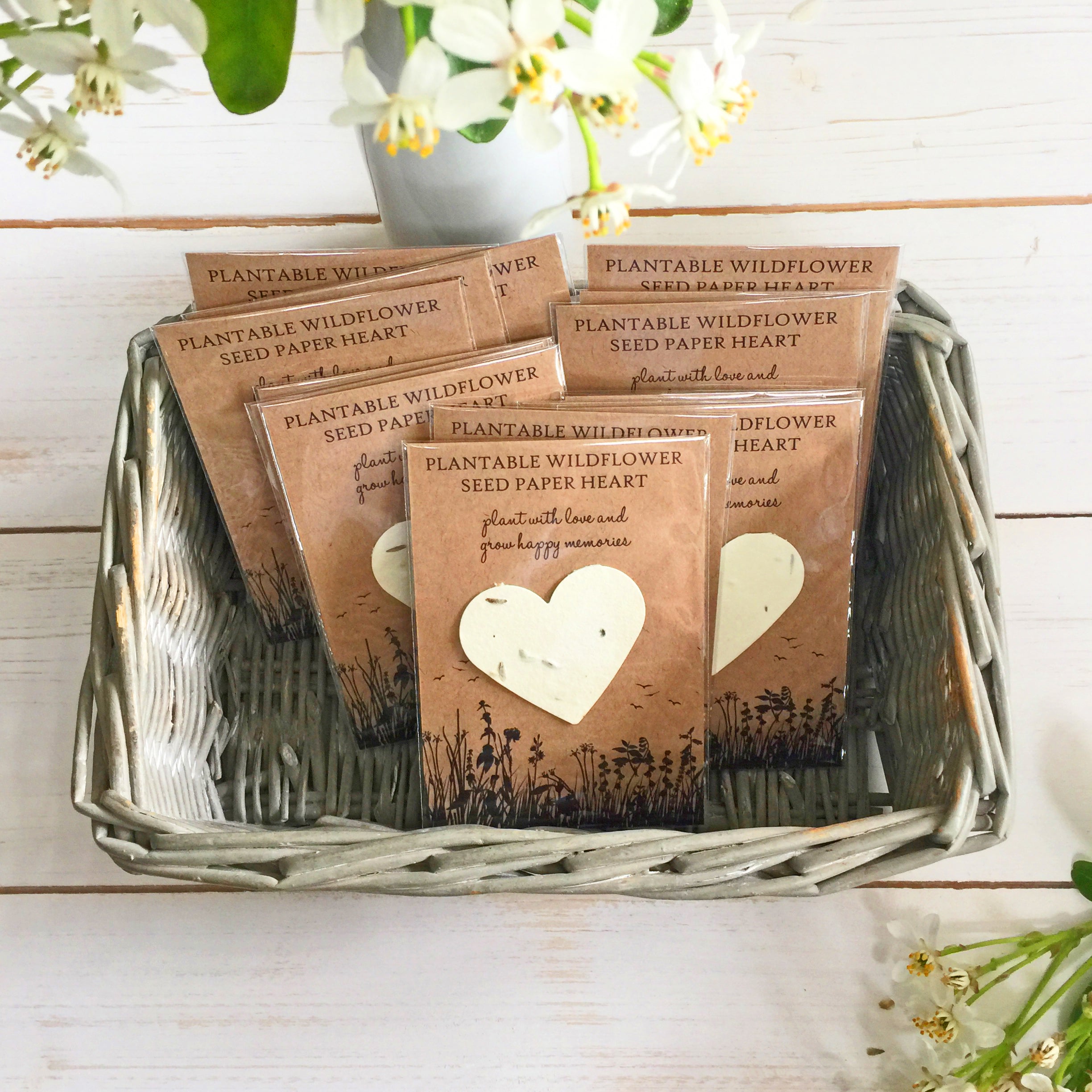wildflower seed favors 10 Plantable Wildflower Seed Paper Heart Funeral Favours – Angel & Dove