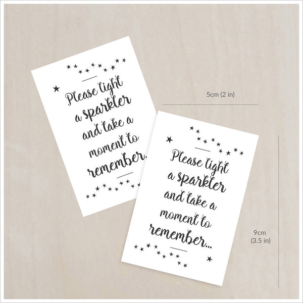 25 White Sparkler Card Funeral Favours (Sparklers not included) - Angel & Dove