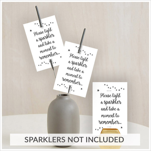 25 White Sparkler Card Funeral Favours (Sparklers not included) - Angel & Dove