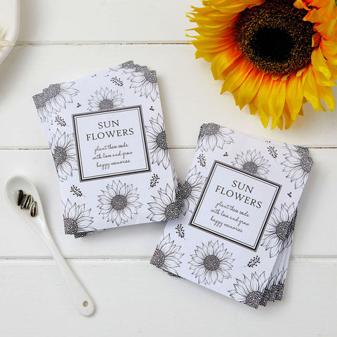 10 Sunflower Seed Packet Funeral Favours (Filled with Seeds) - Angel & Dove