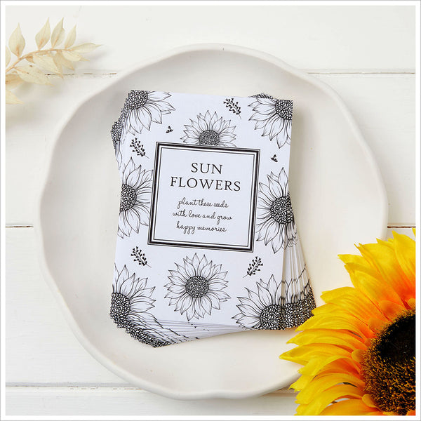 10 Sunflower Seed Packet Funeral Favours (Filled with Seeds) - Angel & Dove