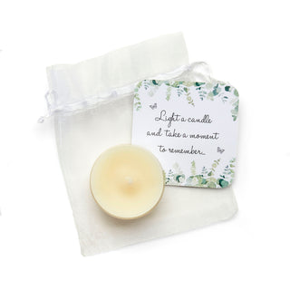 5-100 Tealight Funeral Favours - Eucalyptus Design