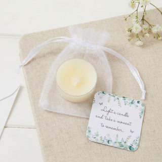 5-100 Tealight Funeral Favours - Eucalyptus Design