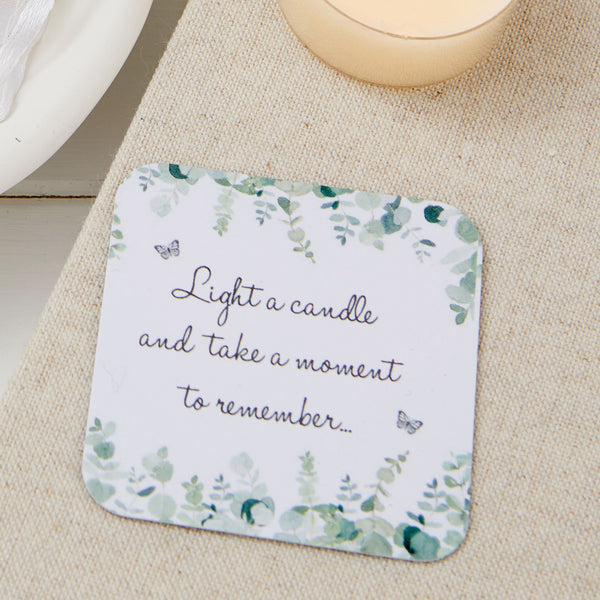 Tealight Funeral Favours - Eucalyptus Design - Angel & Dove