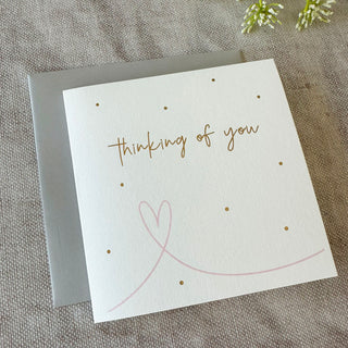 'Thinking of You' Pink Heart Sympathy Card