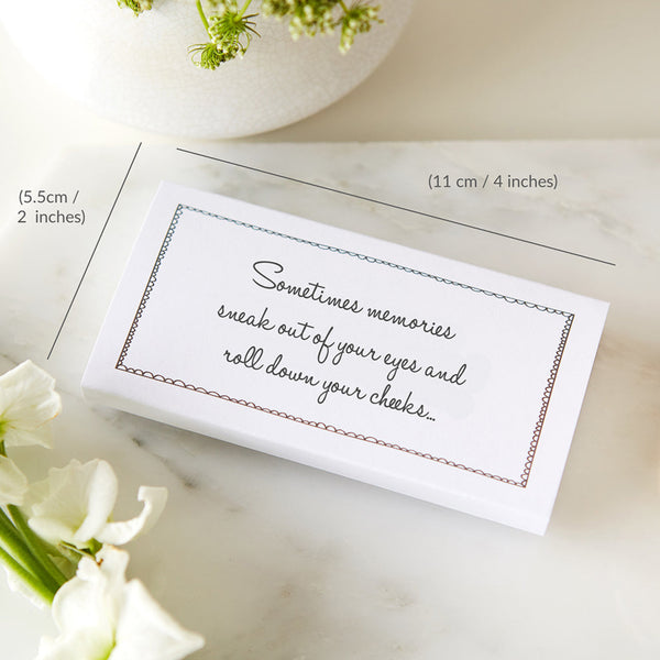10 White Filled Funeral Tissue Favours - Angel & Dove