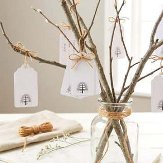 25 White Memory Tree Message Tags - Angel & Dove