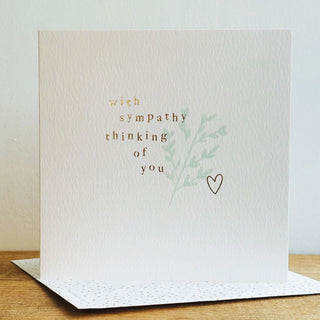 'With Sympathy Thinking of You' Blue Leaves Sympathy Card