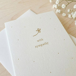 'With Sympathy' Gold Flower Sympathy Card