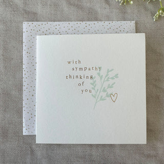 'With Sympathy Thinking of You' Blue Leaves Sympathy Card