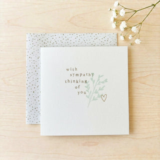 'With Sympathy Thinking of You' Blue Leaves Sympathy Card