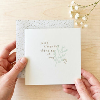 'With Sympathy Thinking of You' Blue Leaves Sympathy Card