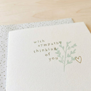 'With Sympathy Thinking of You' Blue Leaves Sympathy Card