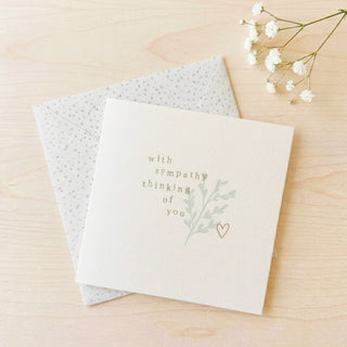 'With Sympathy Thinking of You' Blue Leaves Sympathy Card