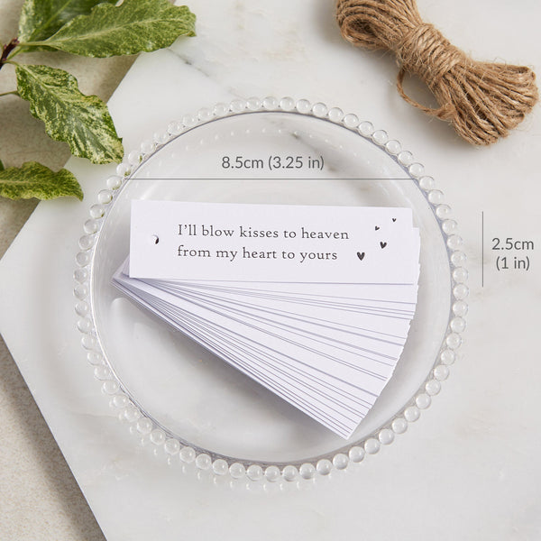 25 White Bubble Funeral Favour Tags