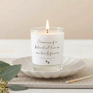 'Memories of a Beloved Cat' Votive Candle Sympathy Gift with Bag & Card
