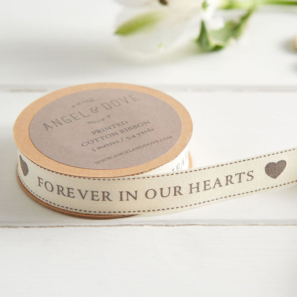'Forever In Our Hearts' Cotton Ribbon 5m - Angel & Dove